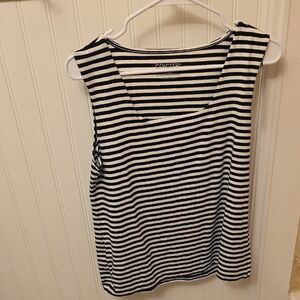 NWT Chico's Black and White Striped Square Neck Tank Top